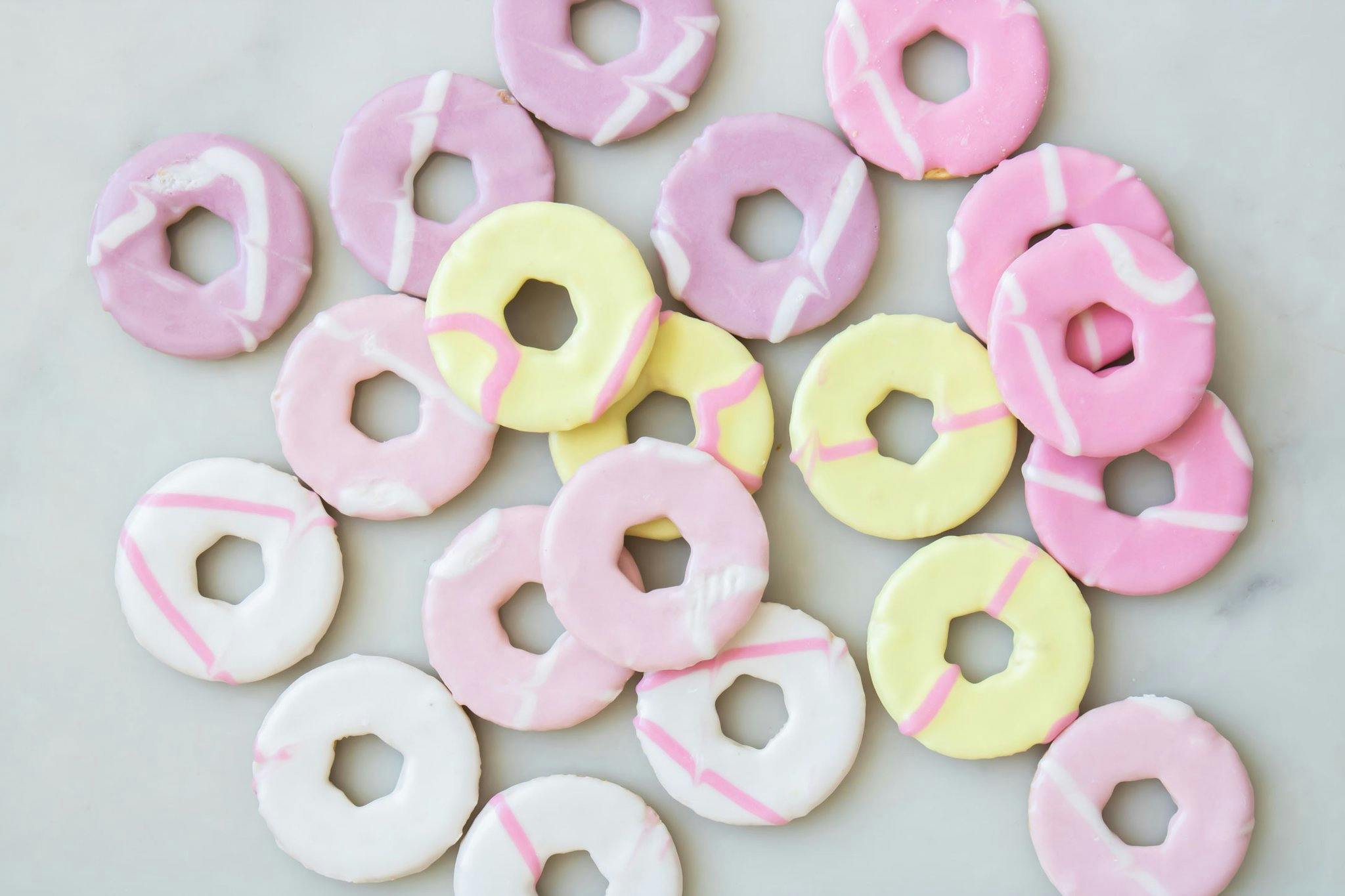 Close up image of party rings layed over a table.