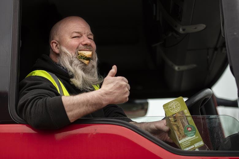 haulier enjoys vegan sandwich