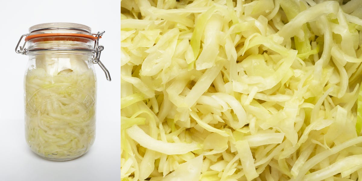 sauerkraut in a jar and macro