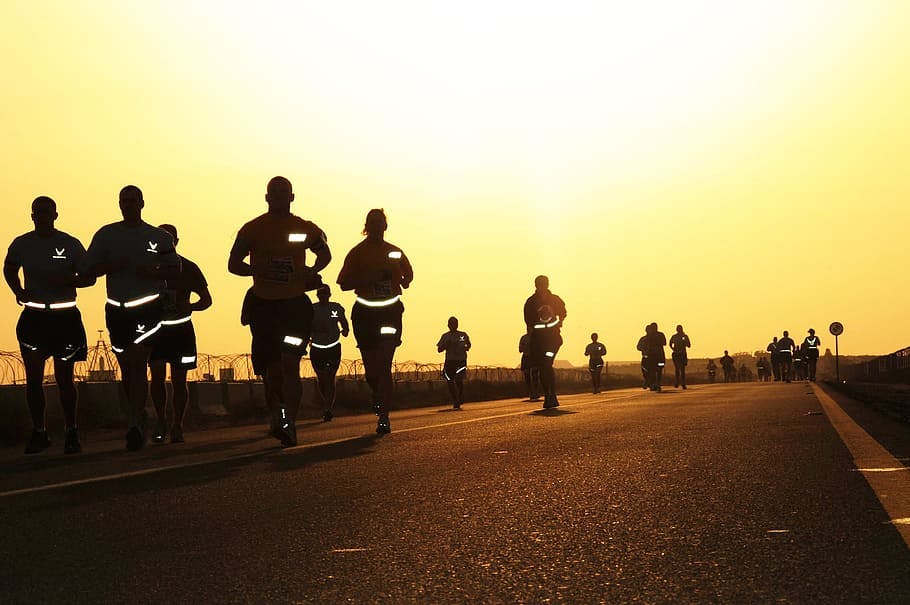 group of people running