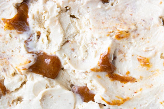 salted caramel ice cream close up 