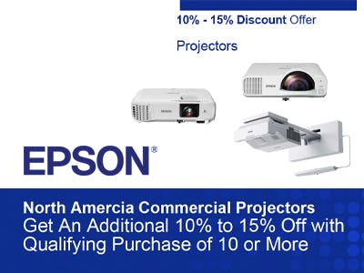 Epson 10% - 15% Discount Offer on NA Commercial Projectors