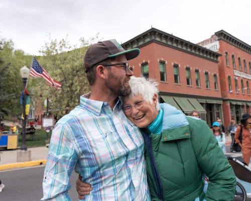 Sheri and Thor Tingey at Mountainfilm. Sheri felt very loved after seeing the film about her life.