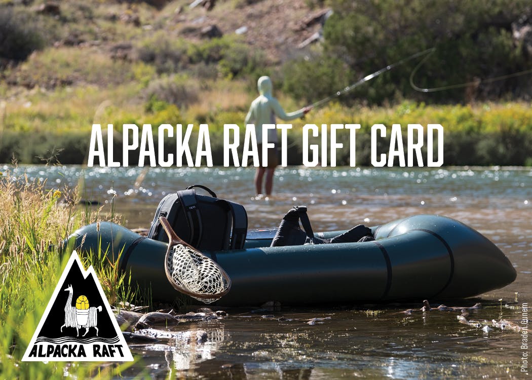 Alpacka Raft Gift Card - Angler in the water next to a Scout packraft on the Gunnison River in Colorado