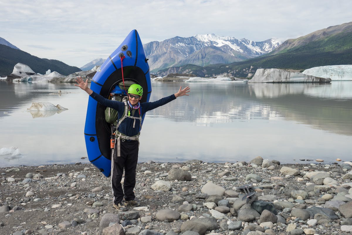 The Nizina Lake at the toe of glacier is broken into two sections, divided by ice that demands a 1 mile portage of an abandoned meander. We thought we were done carrying these packs, but alas, no. &#xA0; This photo represents the moment when the Alpacka started carrying the weight for good.