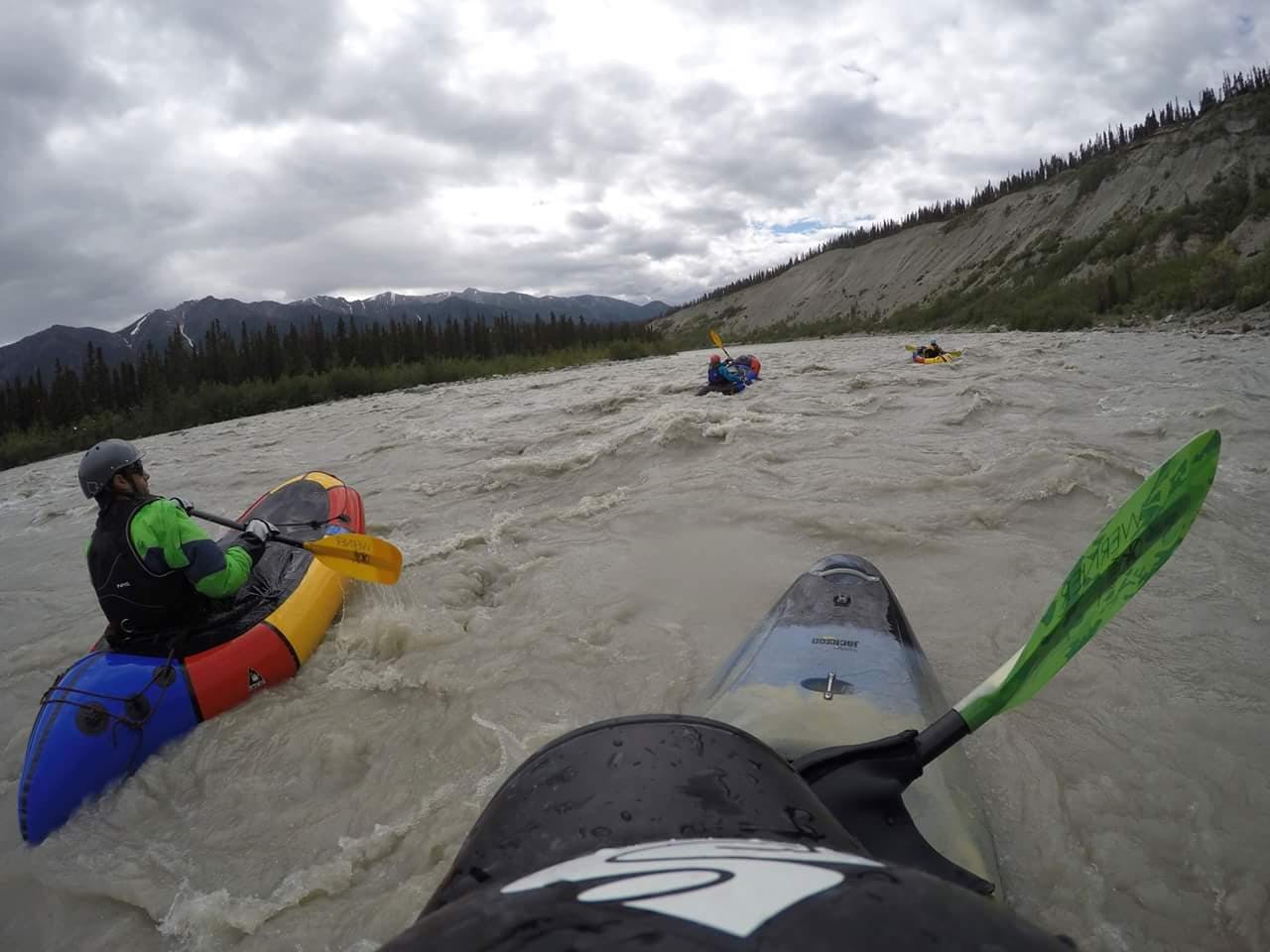 In bigger water rivers staying within 3-4 boat lengths of your partners allows for quick recovery before a swimmer or gear can get flushed down the stream. Photo courtesy of Gerard Ganey.