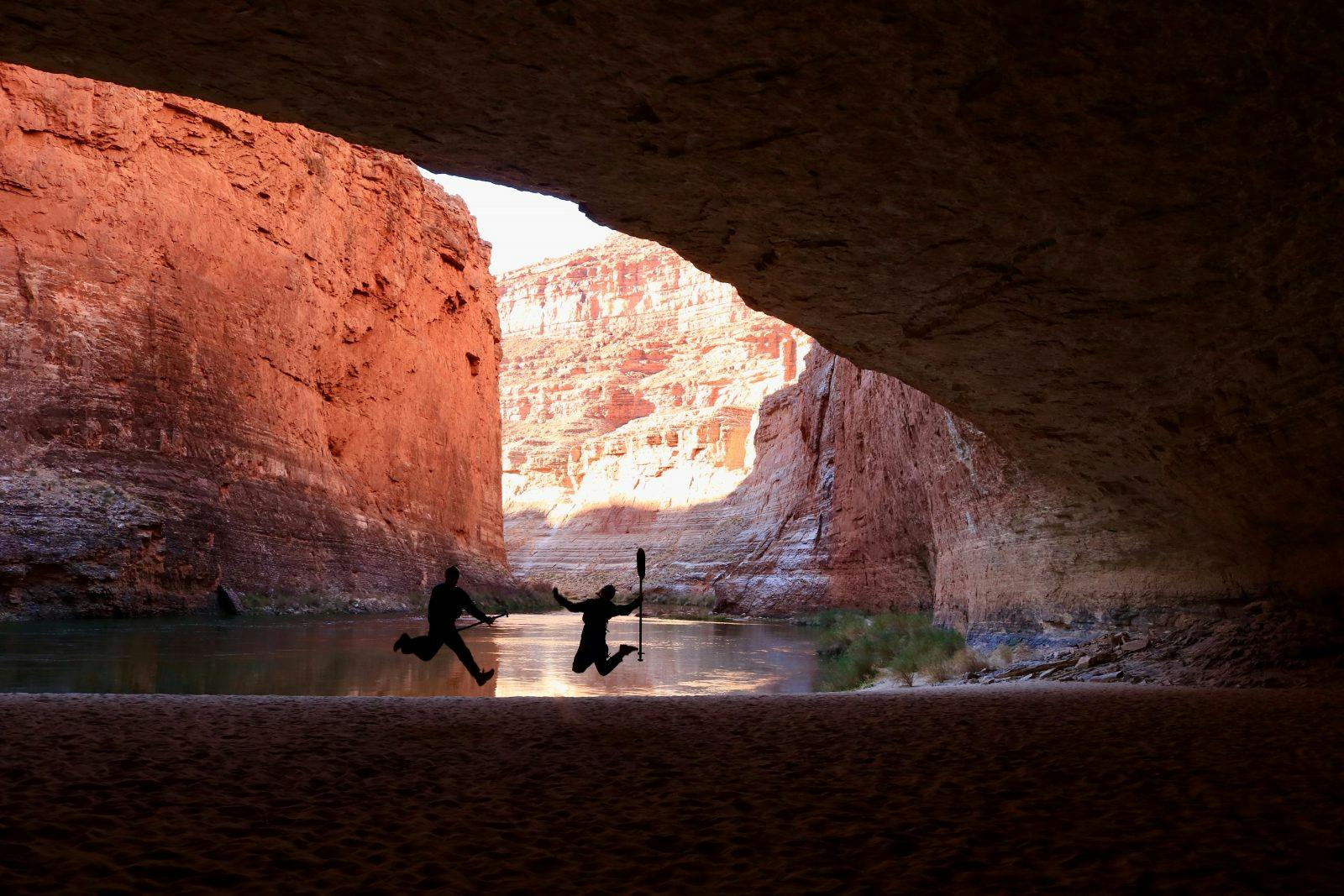 Exploring Redwall Cavern at river mile 33.3 on day two.