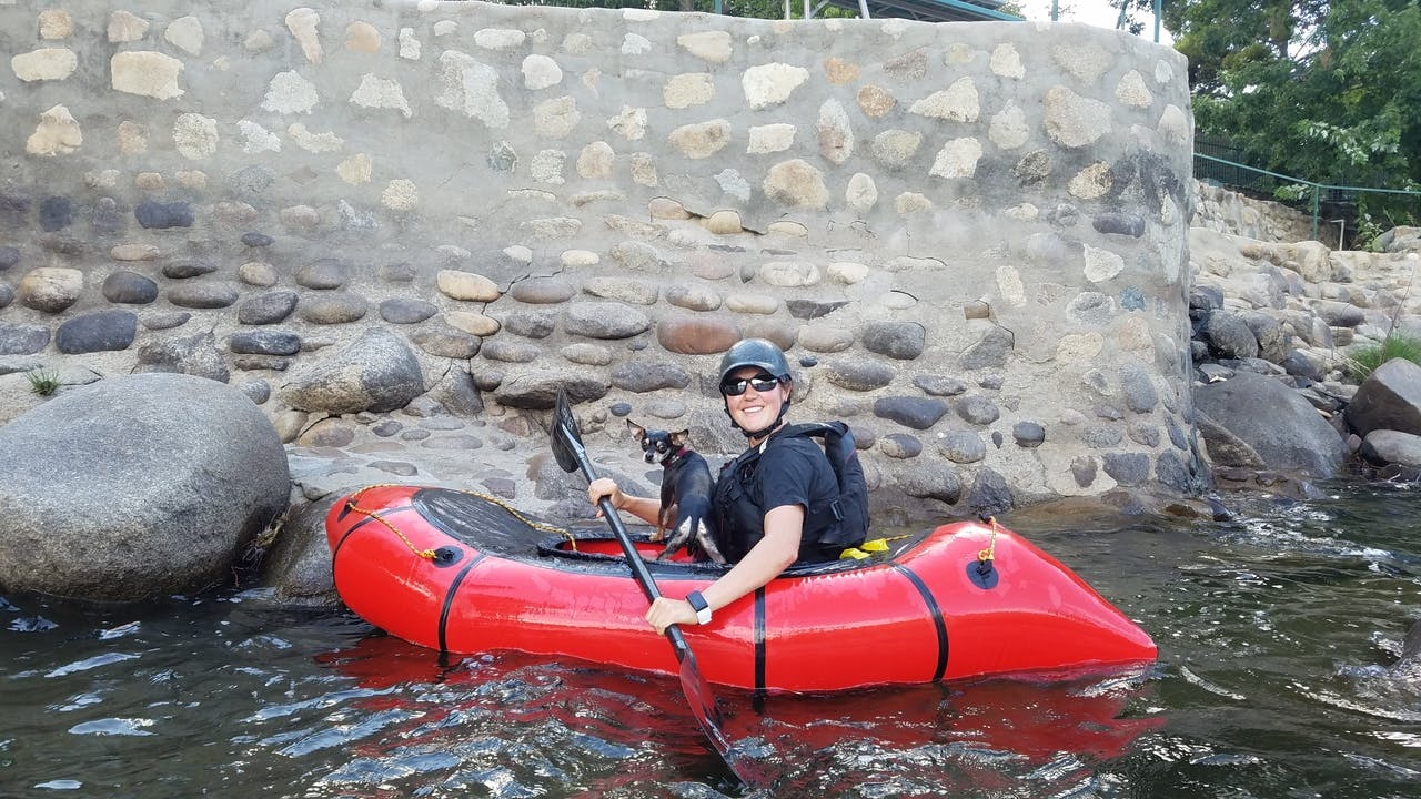 &#x201C;Alpackahuahua: Chili, the packrafting Chihuahua, catching some whitewater on the Powerhouse section of the Kern River, California.&#x201D;