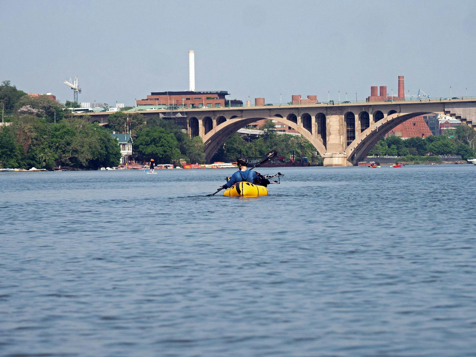 Day one, the guys paddled under Key Bridge, Georgetown.