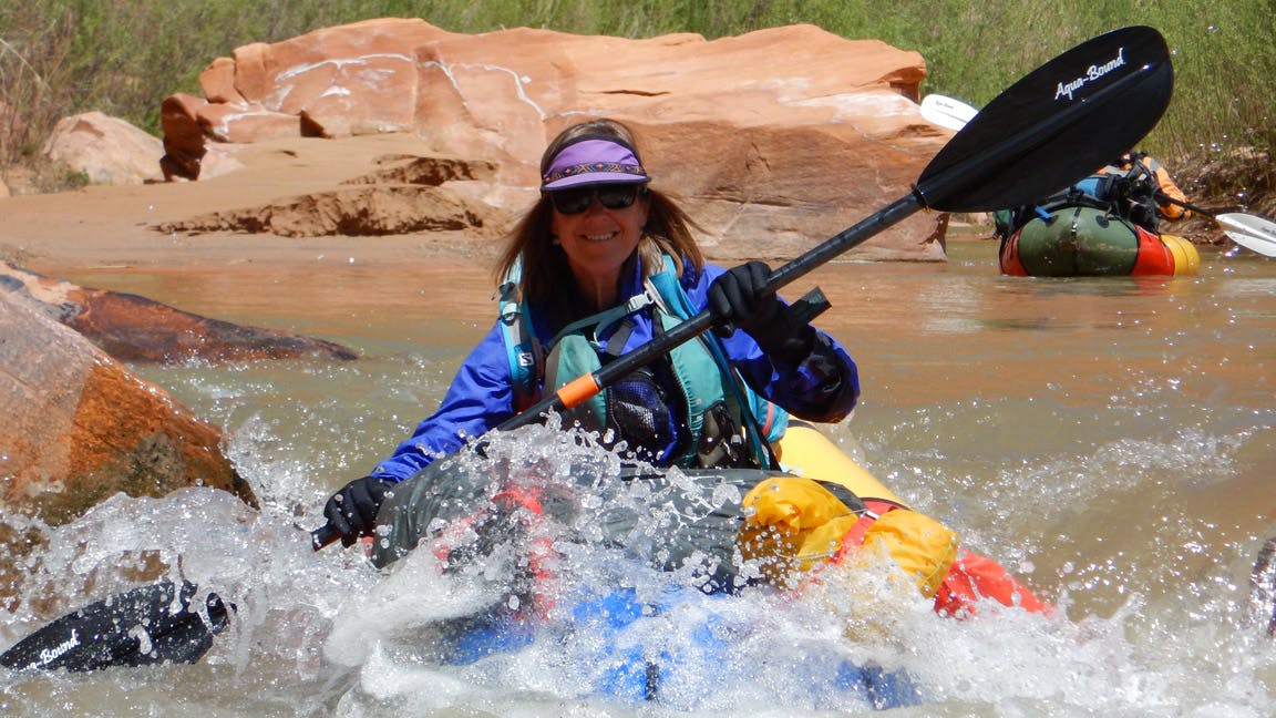 Jennie drops through one of the many rapids that Tom described as &quot;pleasantly technical class 2&#x201D;.