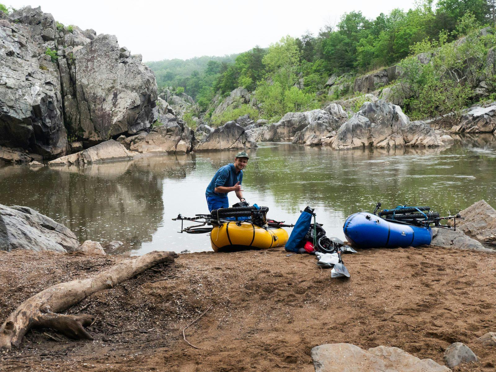 Urban packrafting doesn&apos;t always mean exploring cityscapes. You can find natural gems everywhere. Here, Horton and Steven&apos;s stopped at Sandy Beach just Below Great Falls, Potomac Maryland.