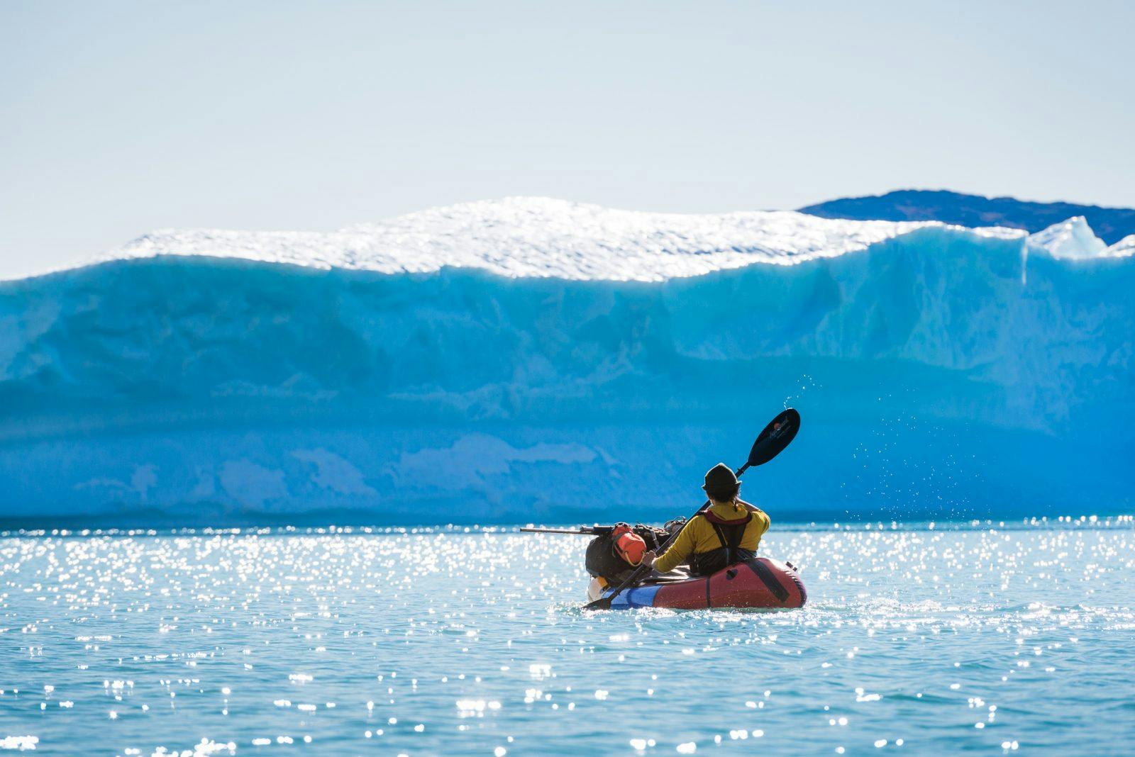 &quot;Crossing of the Isafjord. You can actually see the shotgun strapped to the backpack in front of the packraft. There were quite a few polar bears in the area, police recommended to bring a firearm.&quot; 