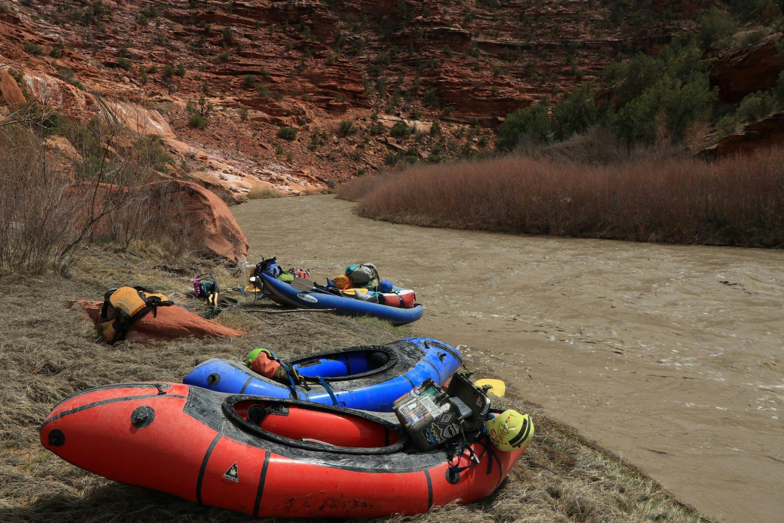 &quot;The first weekend of April produced close to 400 cfs, more than enough water to take our fleet of packrafts into the canyon&quot;- Rica Fulton. Photo by Cody Perry