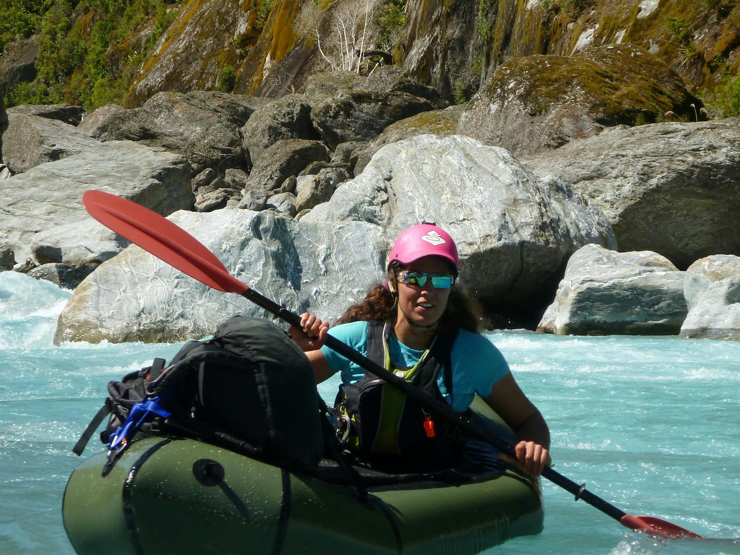 Dulkara Martig&apos;s first packraft, 2013.