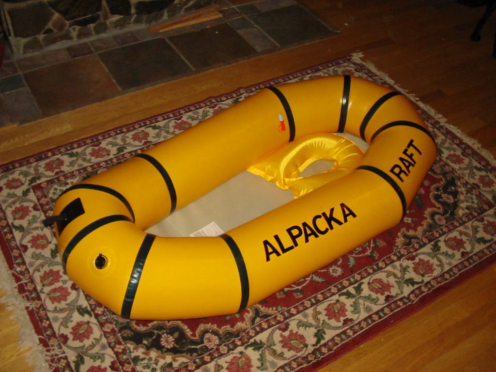 An early (2002) version of an Alpacka Raft. Photo and raft by Sheri Tingey.