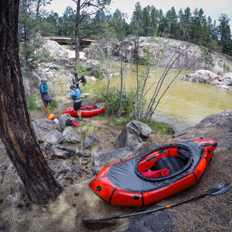 Photo of boat and people getting ready - Inaugural voyage in our new boats. Bakers Bridge, Animas river