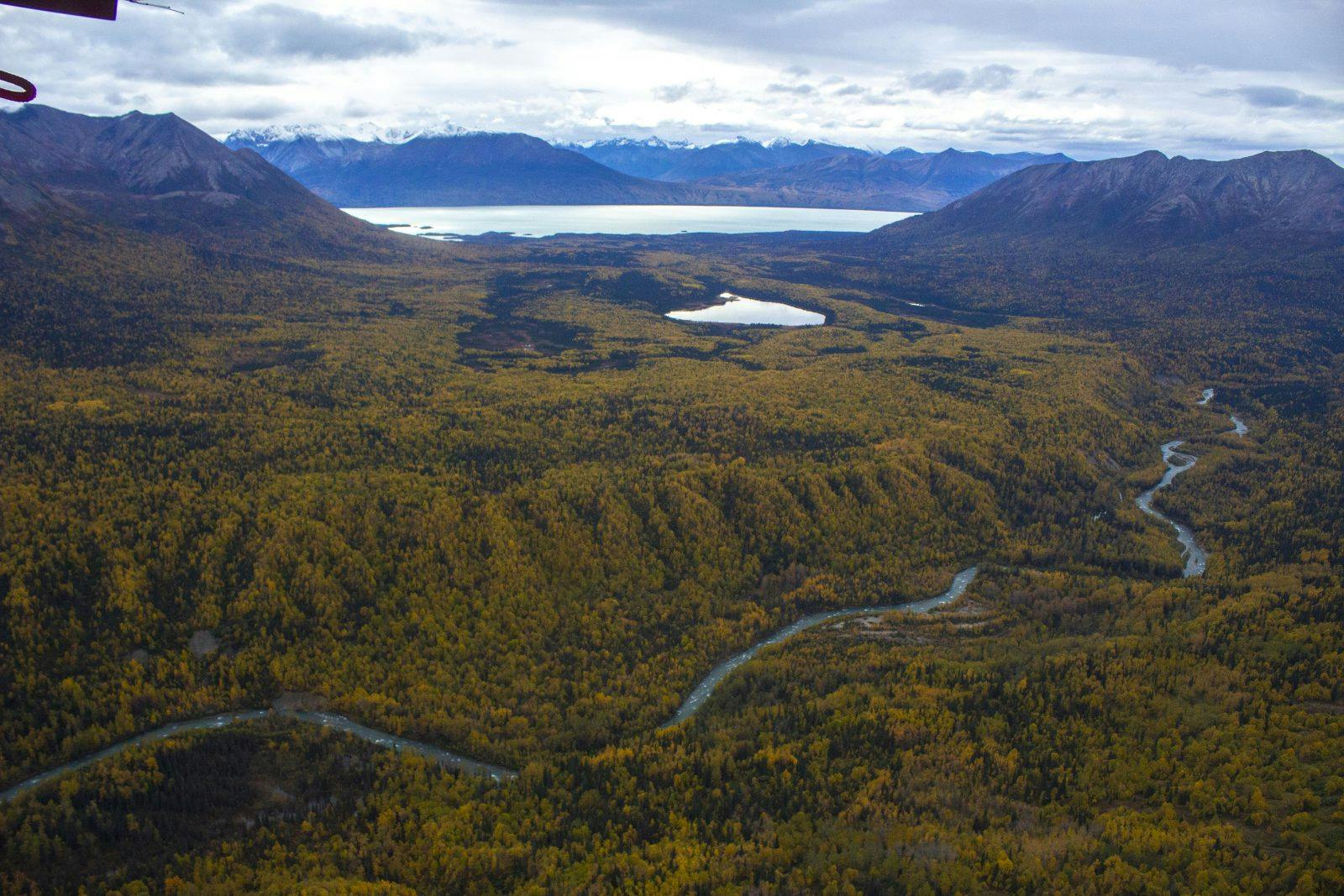 Packrafting potential near Lake Clark, as seen by bush plane. Photo by: Sam Carter