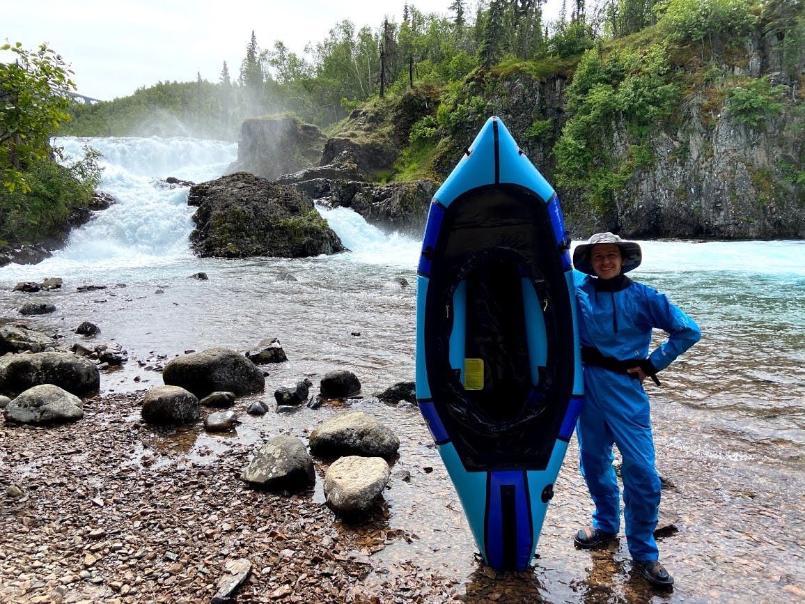 Breaking in the new packraft below Tanalian Falls. Photo by: Paul Gabriel