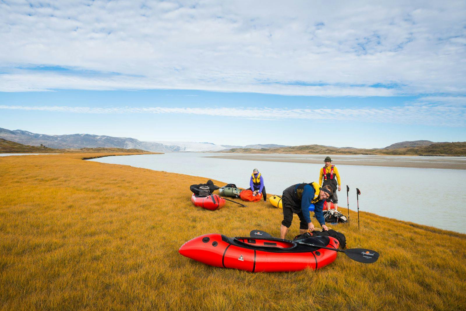 &quot;Getting ready to cross an unnamed glacial river in southern Greenland, mid-September.&quot; 