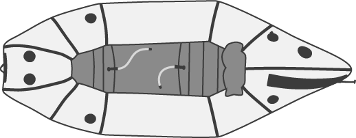 Illustration of a Self Bailing Caribou packraft