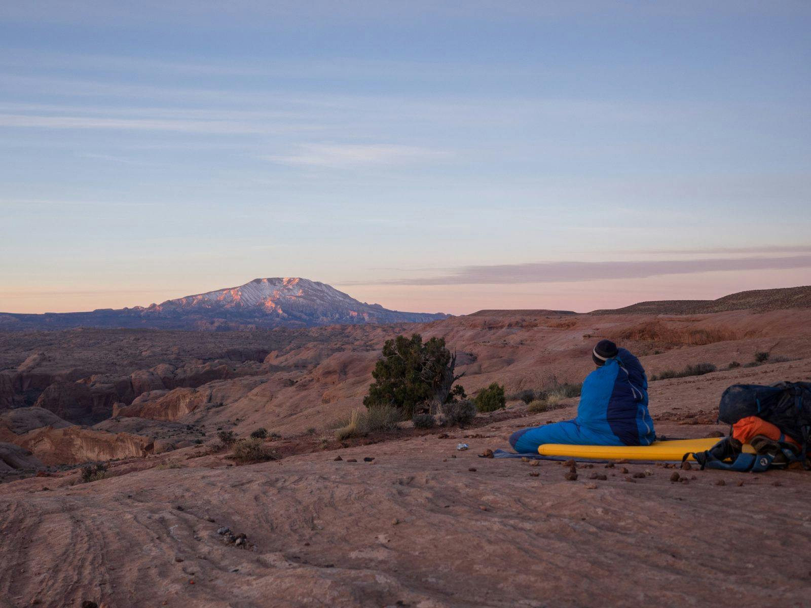 On our third day of hiking we awoke to view Navajo Mountain lit up in spectacular fashion.