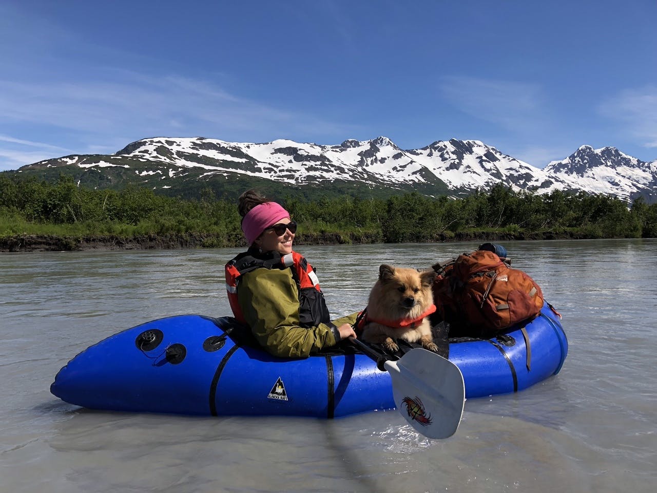 Aimee Chauvot: &#x201C;Leo&#x2019;s First Float: Adam White captured this picture of his wife, Aimee, and fur-baby Leo, on the Placer River float in Alaska this summer. She (the dog) was a natural!&#x201D;