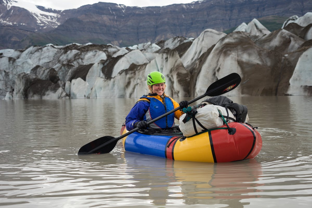 Paddling the Nizina Lake, happy to be there but oh so hungry and tired. &#xA0;Ready for camp in a bad way.