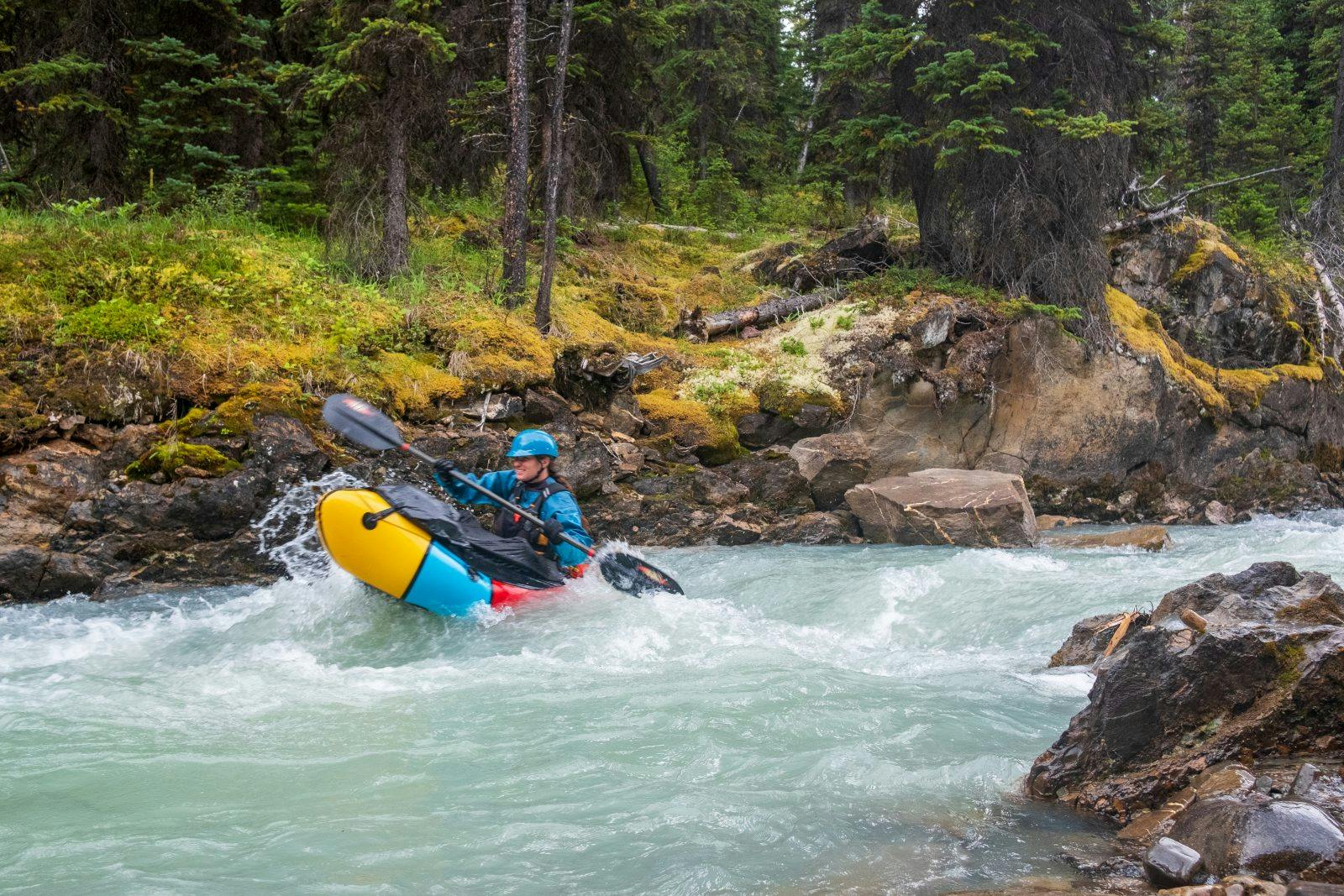 The first few meters on the Snake Indian River were already a ride. Photo by Coburn Brown