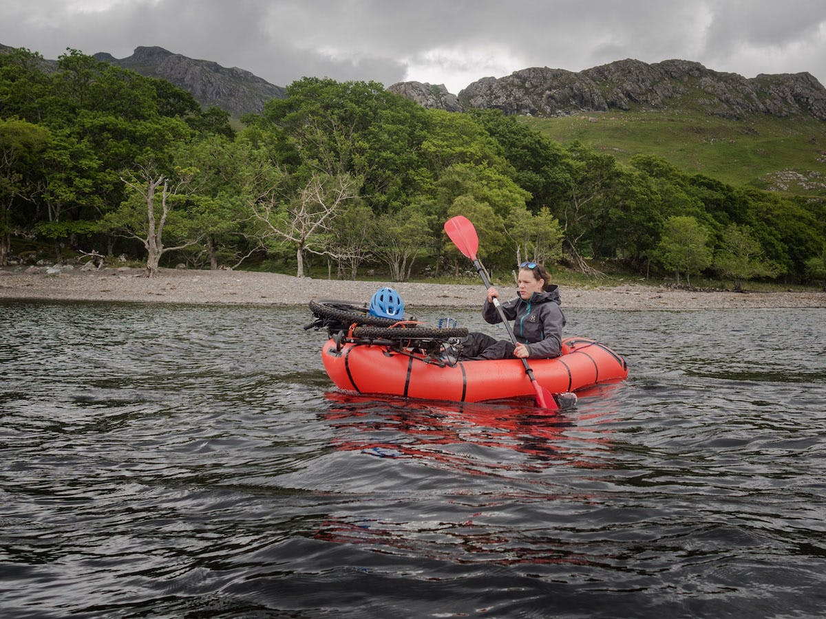 Bikerafting Loch Maree, Scotland.