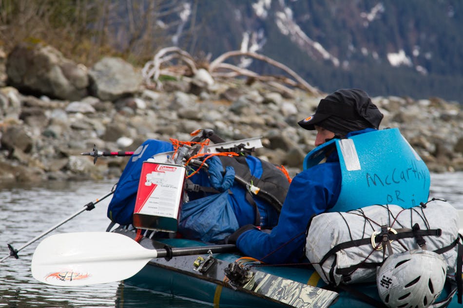 Luc Mehl&apos;s climbing partner Graham Kraft at the start of their Denali adventure. Photo by Luc Mehl