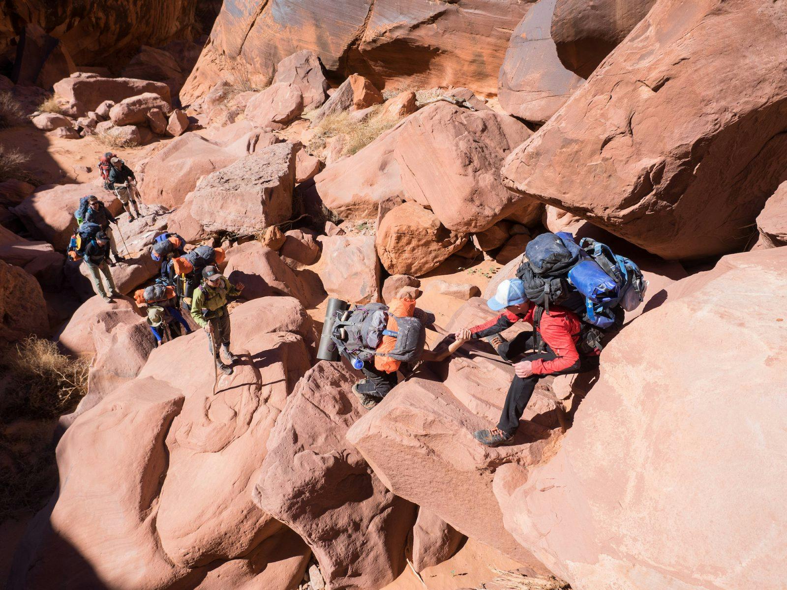 Team work was essential through &#x201C;Boulder Alley.&#x201D;