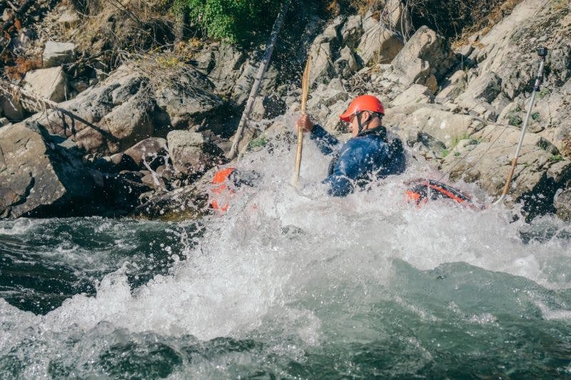 Mike Curiak surfing the wave in Cannon Creek.