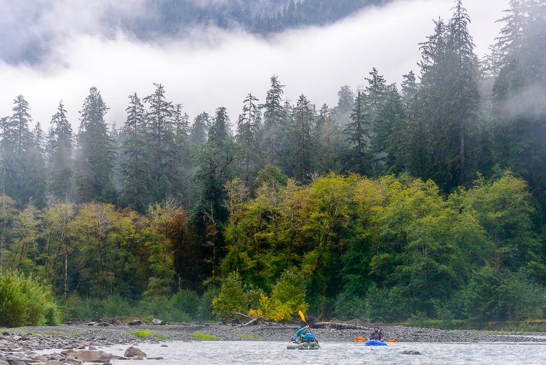 With a lot more water on day two, the floating was fun and easy.Greg Lewis and Emma Johnson paddle through some classic Olympic scenery.