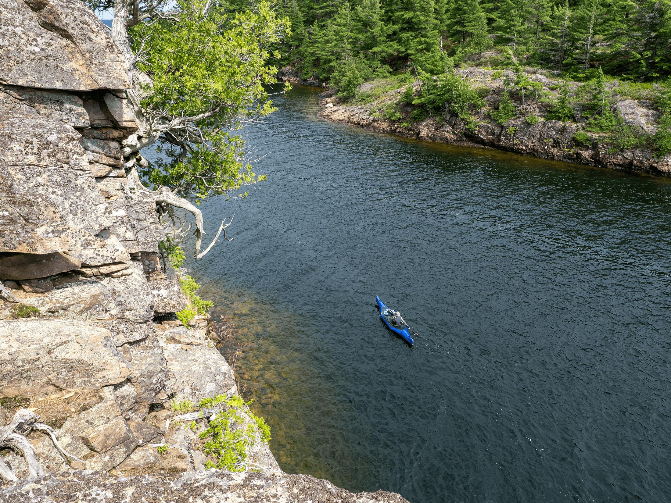 Aleutian packraft in coastal channel