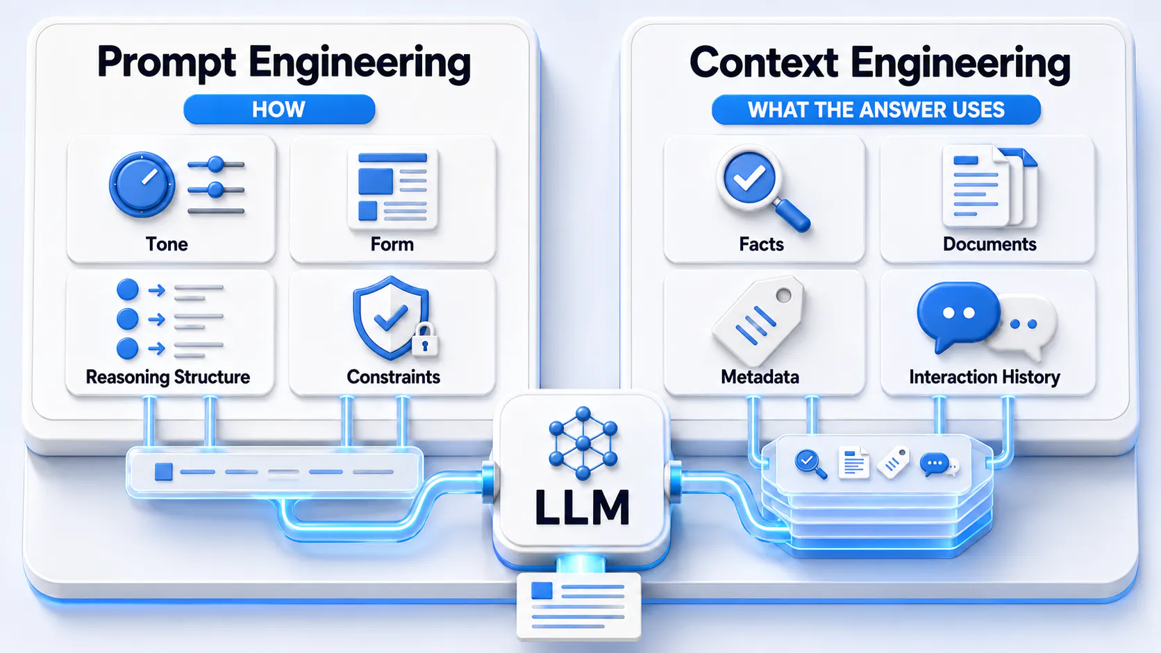 Infographic comparing LLM engineering approaches