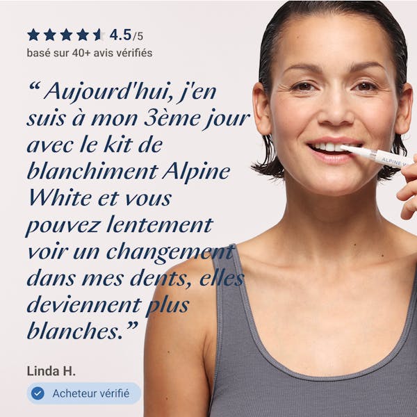 Recharge de Gel Blanchissant Alpine White pour un blanchiment professionnel à domicile. Formule suisse sans peroxyde, douce pour l’émail et efficace dès 3 jours, développée par des experts dentaires.