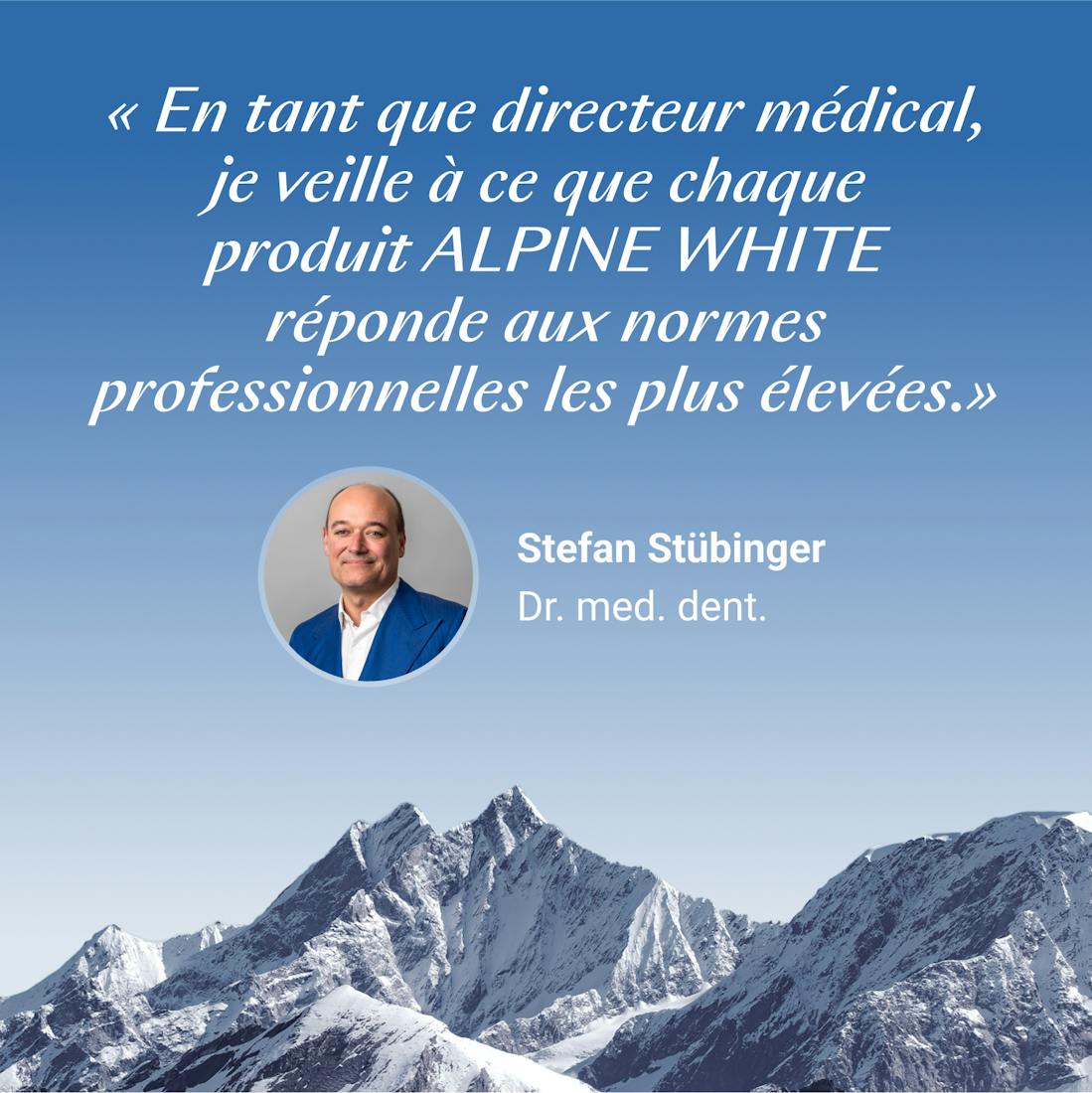 Dentifrice Blanchissant Sensitivity Relief Alpine White, spécialement conçu pour les dents sensibles. Blanchiment doux, soulagement durable de la sensibilité, formule suisse végane sans peroxyde.