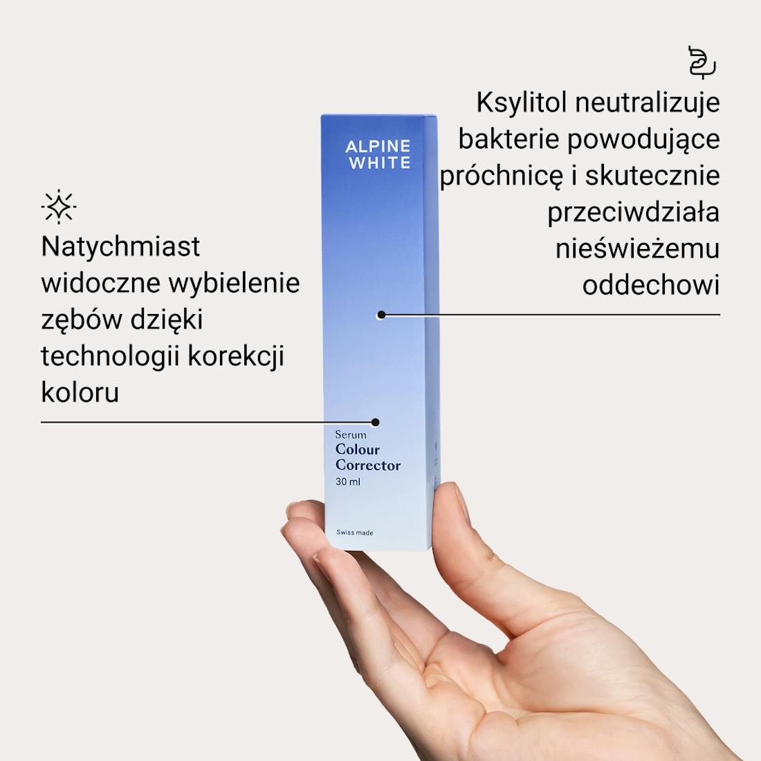 Alpine White, higiena jamy ustnej, zdrowe zęby, serum korygujące kolor, wybielanie, Alpine White Studio