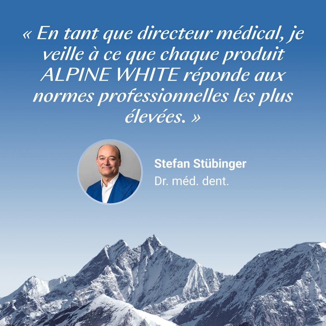 Sérum Correcteur de Couleur Alpine White, blanchiment instantané des dents en 2 minutes seulement. Formule suisse sans peroxyde, neutralise efficacement les nuances jaunâtres pour un sourire lumineux immédiat.
