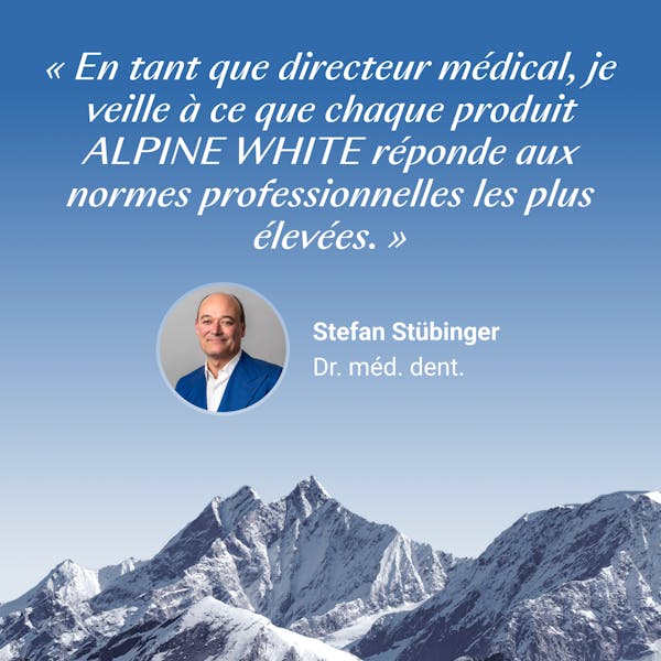 Sérum Correcteur de Couleur Alpine White, blanchiment instantané des dents en 2 minutes seulement. Formule suisse sans peroxyde, neutralise efficacement les nuances jaunâtres pour un sourire lumineux immédiat.