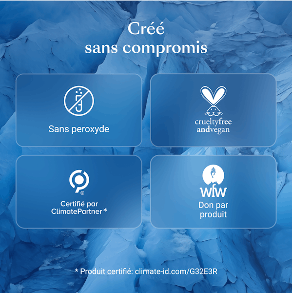 Mousse blanchissante 2-en-1 Alpine White, pour des dents visiblement plus blanches et une haleine fraîche immédiate. Formule suisse innovante, sans peroxyde, idéale à domicile ou en déplacement.