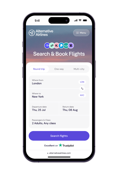 London to New York flight search