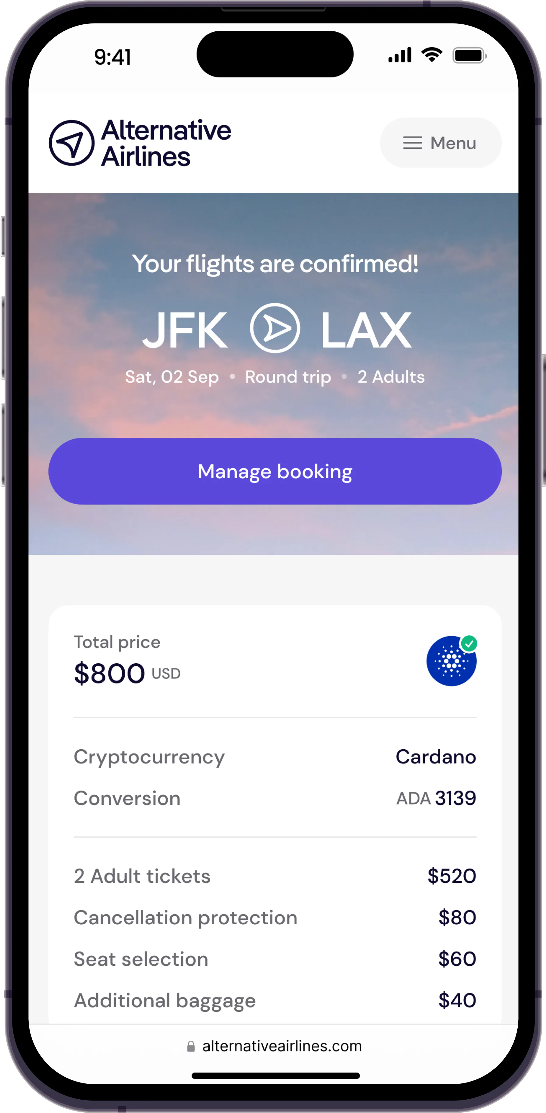 Pay for Flights with Cardano | ADA