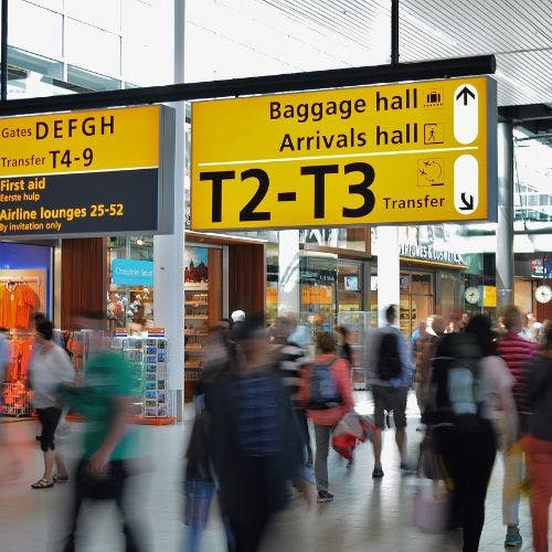 Busy airport terminal