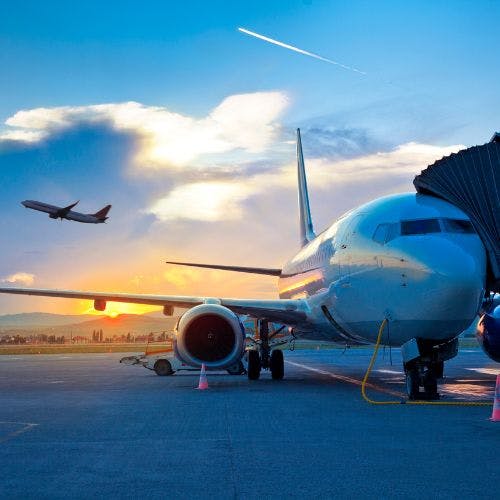 Airport at sunset
