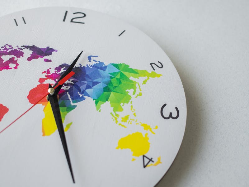 Clock with a world map on