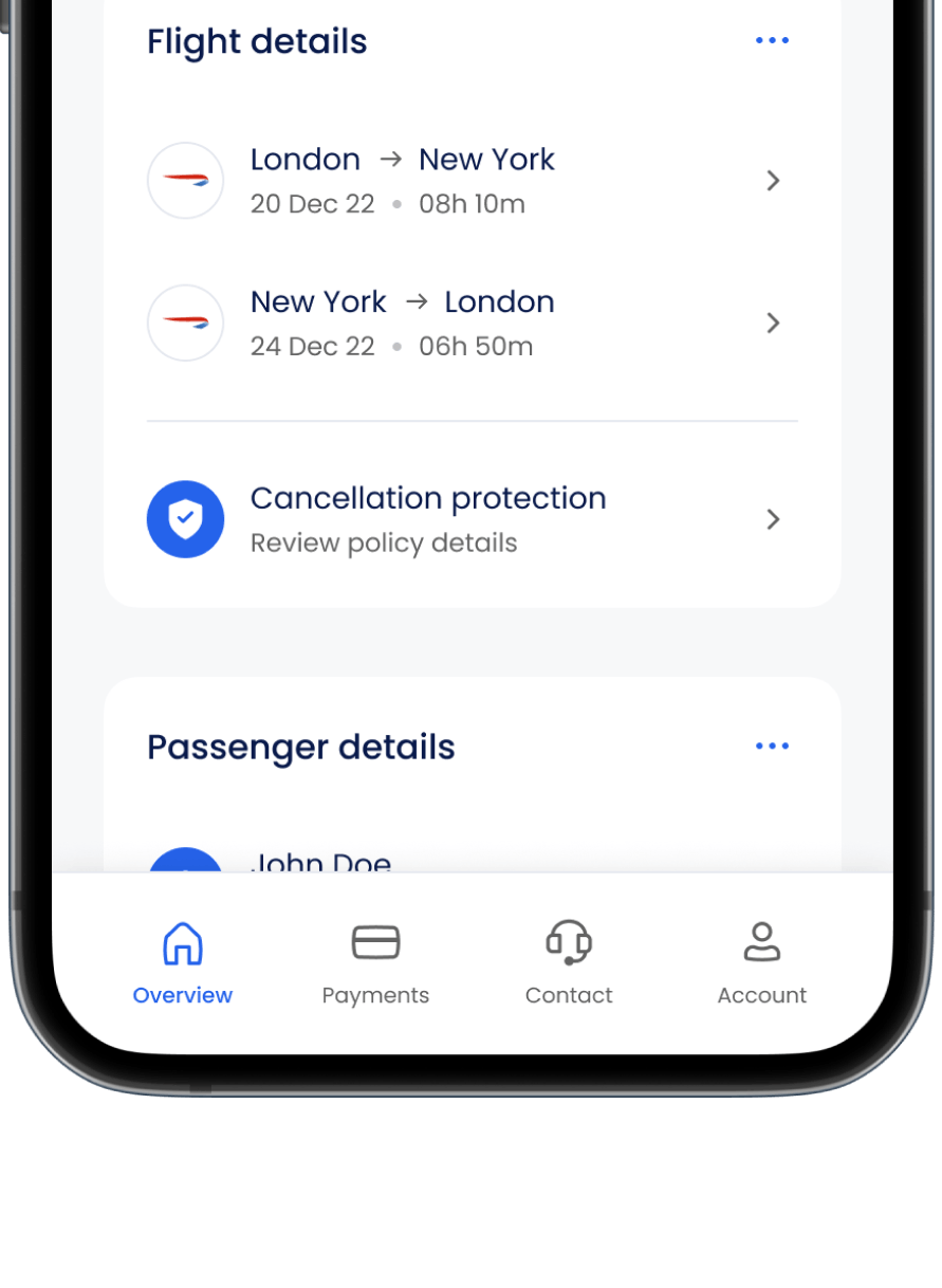 Screenshot of Alternative Airlines manage my booking