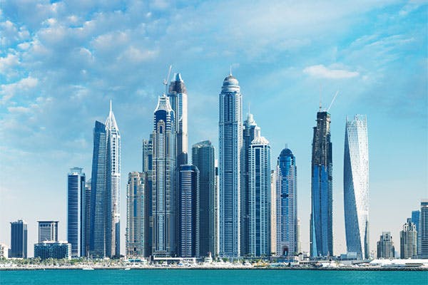 Dubai skyline and marina
