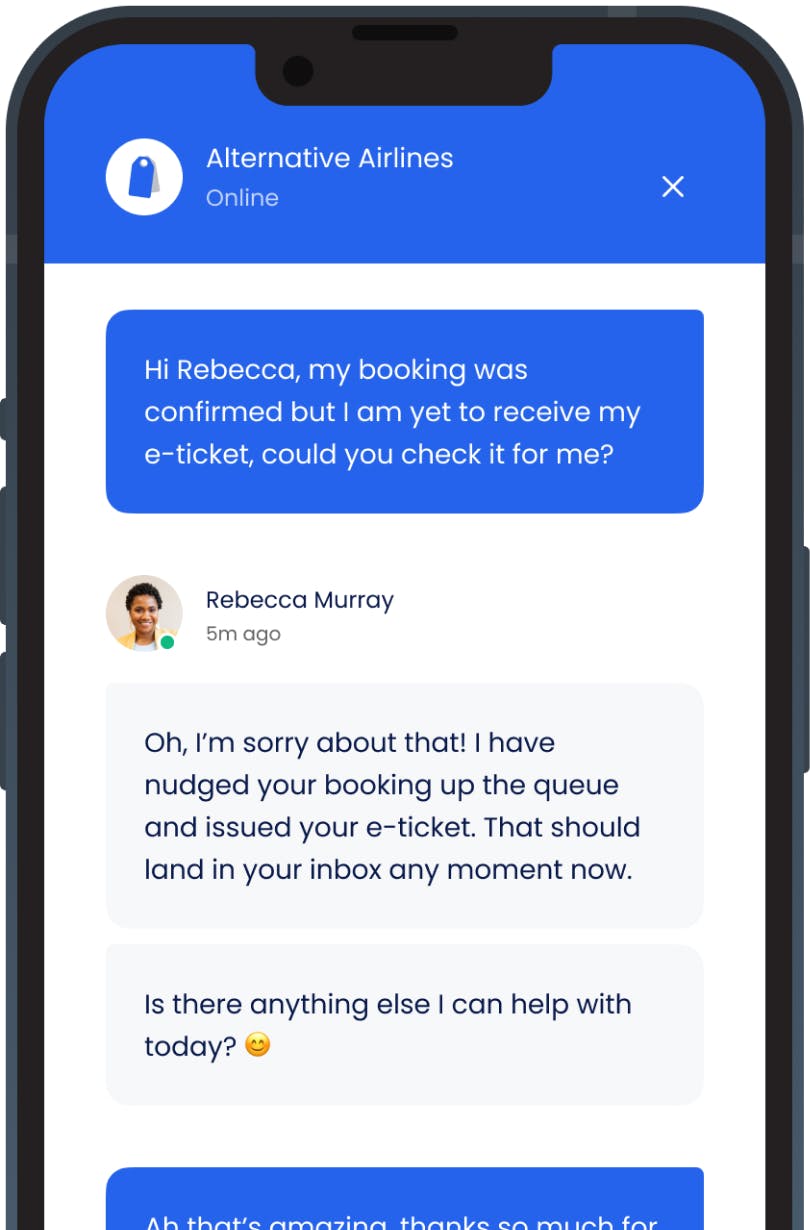 Mobile with customer service chat