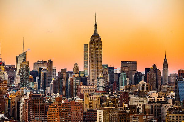 Picture of New York skyscrapers at sunset
